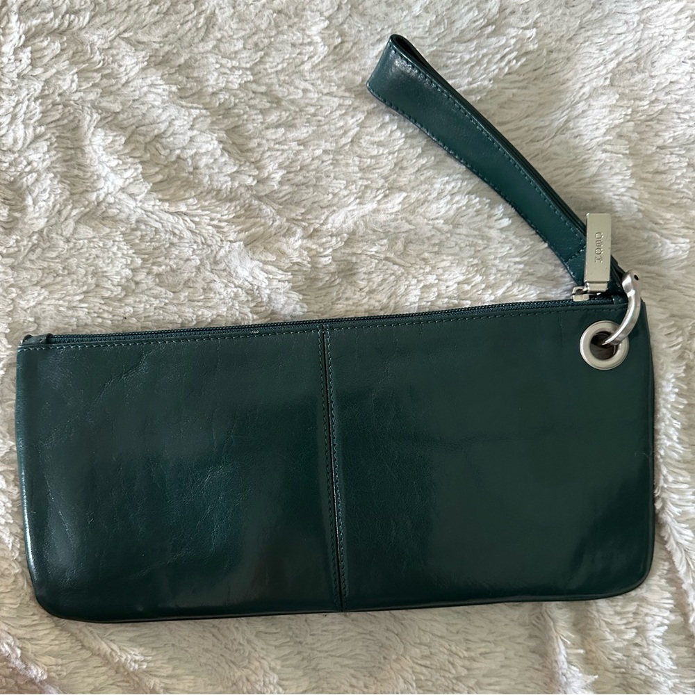Teal HOBO Leather Clutch High Shine Glossy Leather wristlet clutch handbag